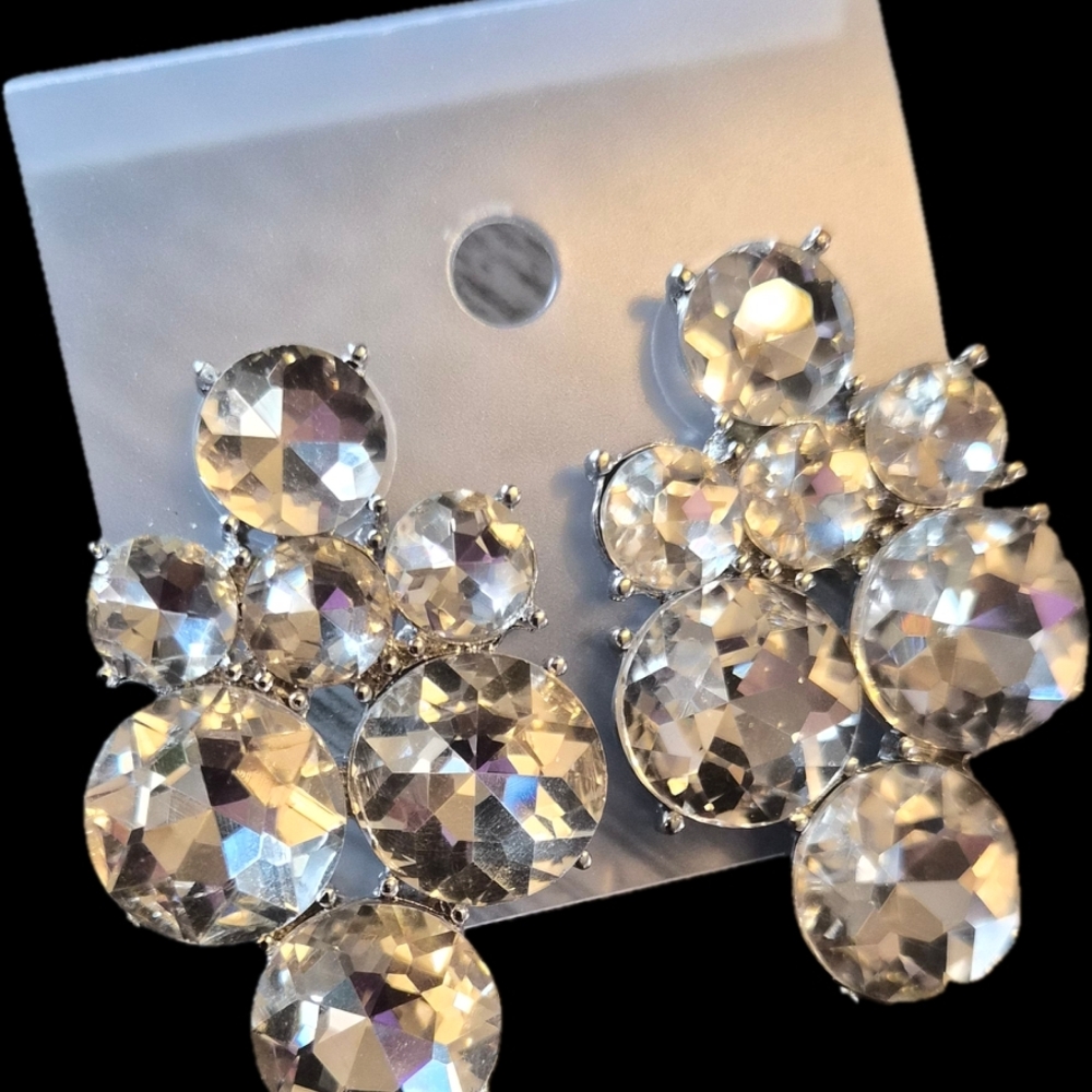 Elegant Silver Crystal Earrings